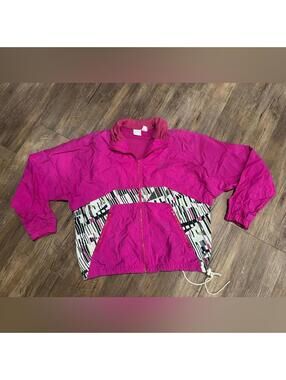 Vtg Nike Hot Pink Patterned Windbreaker Full Zip 80s 90s Jacket Sz M EUC